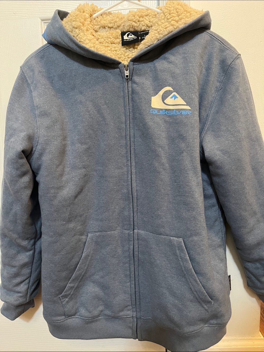 Quiksilver Kids Slate Blue Sherpa-Lined Zip Hoodie